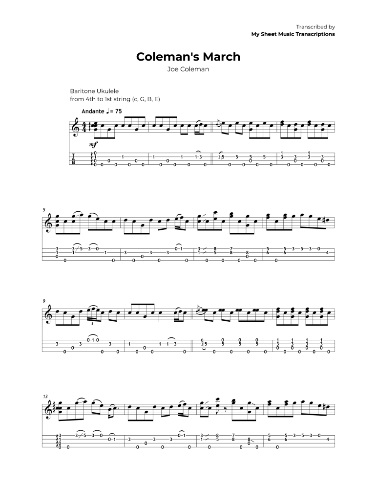 Ukelele TAB & Sheet 3 (Coleman's March) - MSMT_Rosemary Morgan
